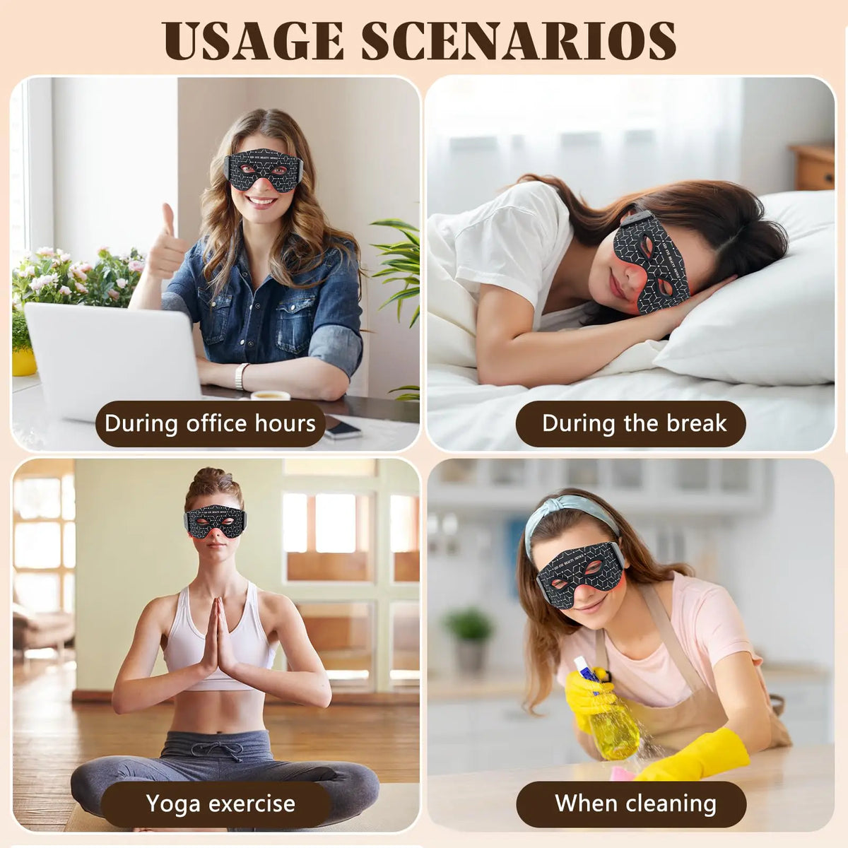 Masque LED Photothérapie pour les Yeux – Anti-Cernes & Anti-Rides, Lumière Rouge