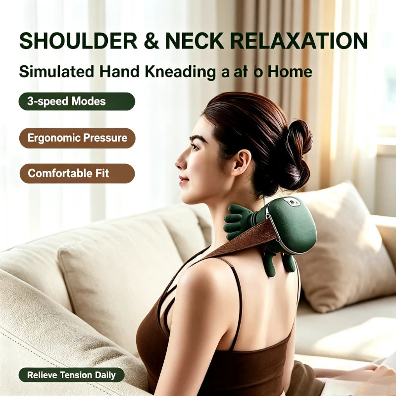 Écharpe de Massage Cervical & Épaules N7 – Chauffante, 3 Vitesses, Sans Fil