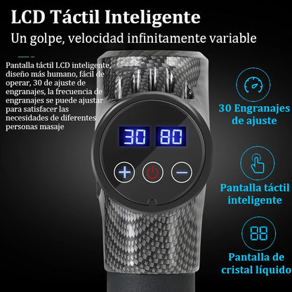 Pistolet de Massage Musculaire Profond – Silencieux, 6 Têtes, 30 Vitesses