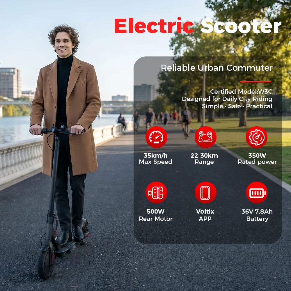 Trottinette Électrique iScooter W3C – 500W, 30 km d'autonomie, Pliable