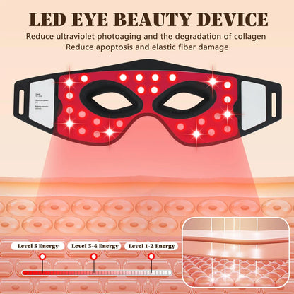 Masque LED Photothérapie pour les Yeux – Anti-Cernes &amp; Anti-Rides, Lumière Rouge