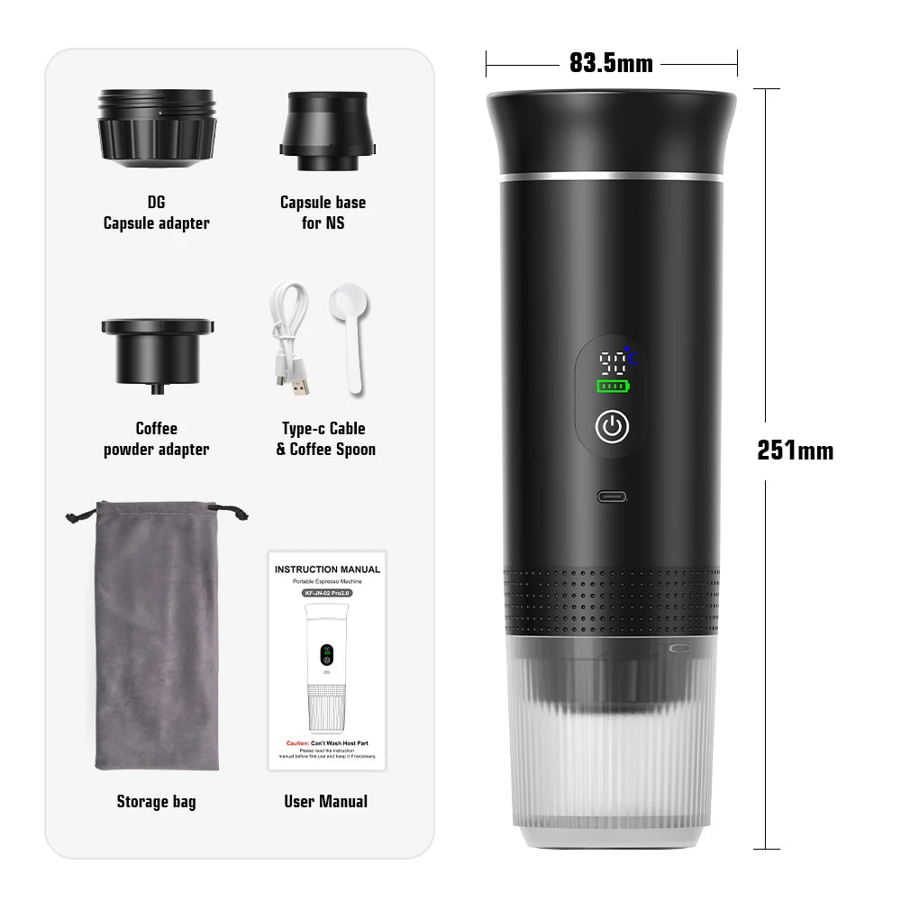 Machine Espresso Portable Sans Fil 3-en-1