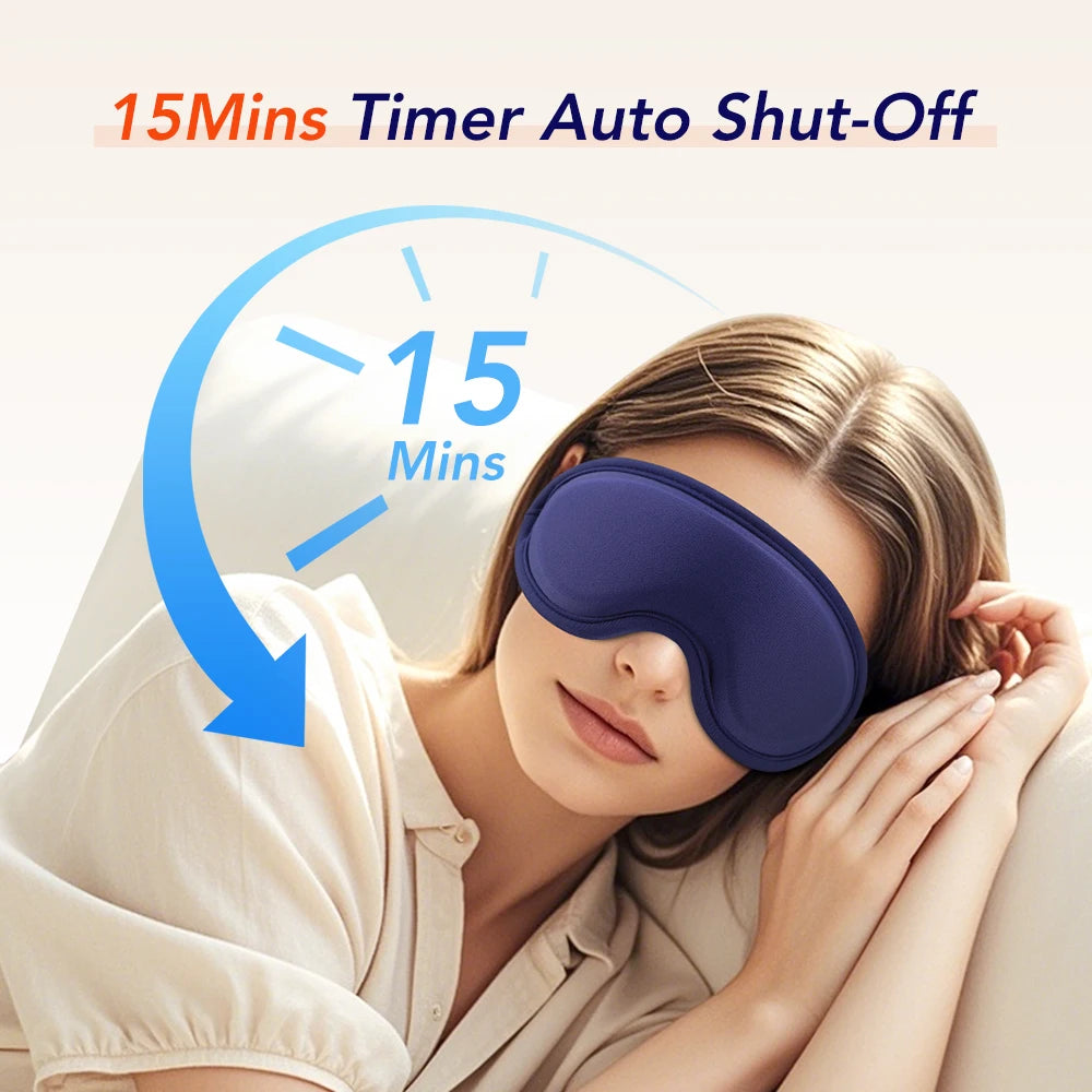 Masque Chauffant pour les Yeux – Compresse Chaude 5 Niveaux, Massage 3D &amp; Vibrations