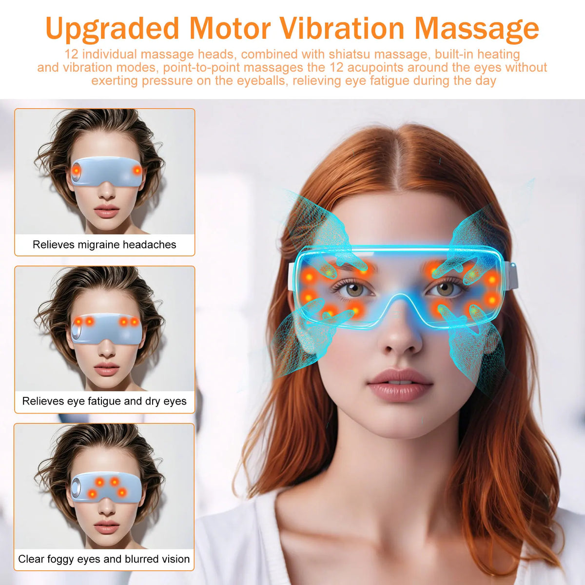 Masseur Oculaire Chauffant avec Acupression &amp; Musique Bluetooth