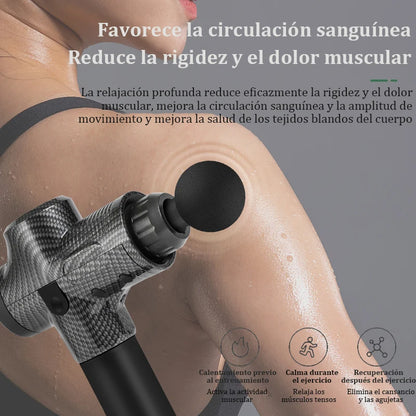 Pistolet de Massage Musculaire Profond – Silencieux, 6 Têtes, 30 Vitesses
