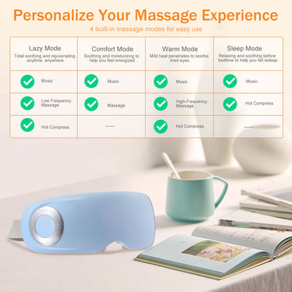 Masseur Oculaire Chauffant avec Acupression &amp; Musique Bluetooth