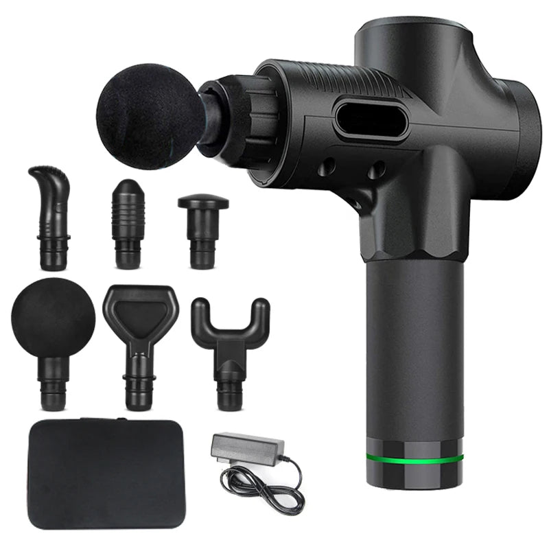Pistolet de Massage Musculaire Profond – Silencieux, 6 Têtes, 30 Vitesses