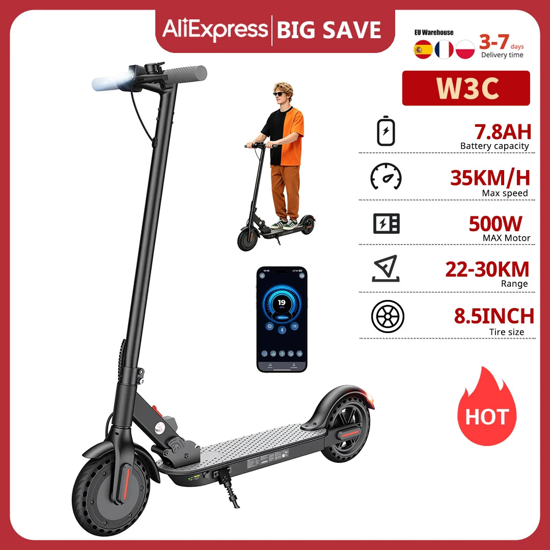 Trottinette Électrique iScooter W3C – 500W, 30 km d'autonomie, Pliable